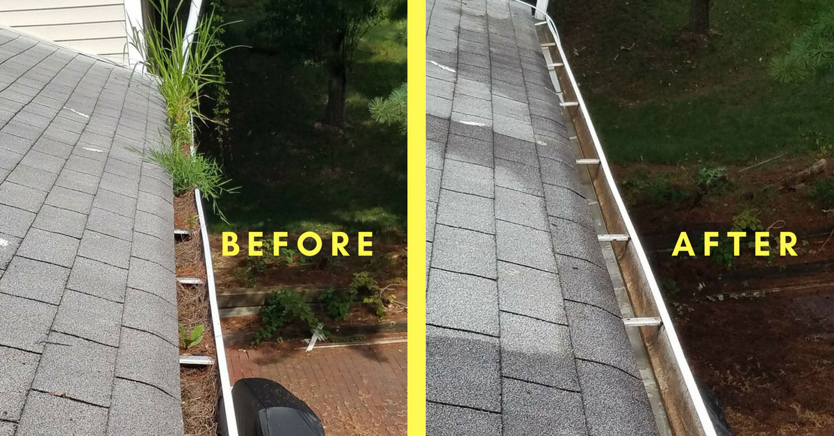 gutter cleaning before after